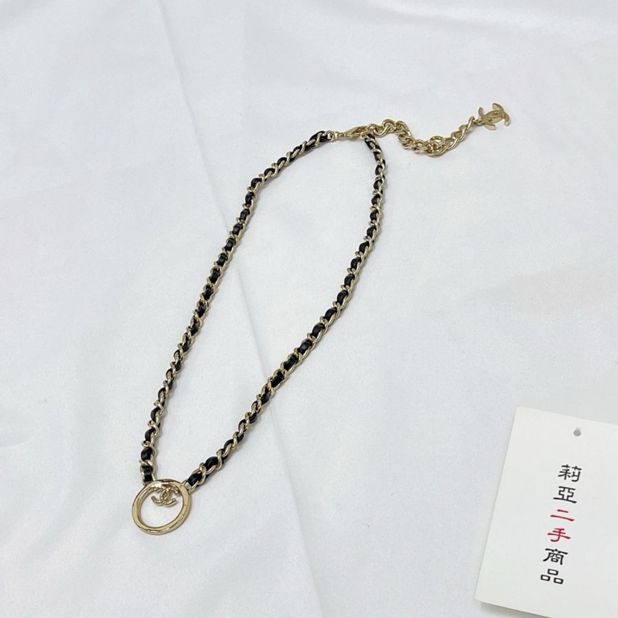 莉亞精品♡Chanel 皮穿鏈圓環項鍊 二手-3