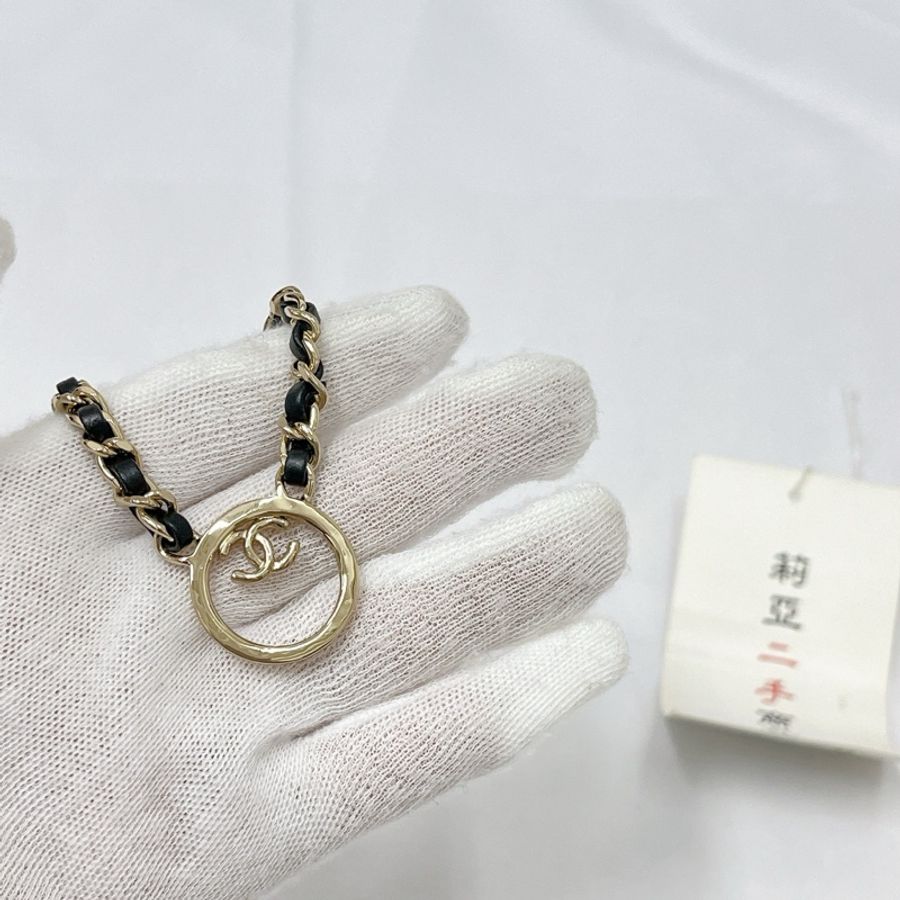 莉亞精品♡Chanel 皮穿鏈圓環項鍊 二手-4