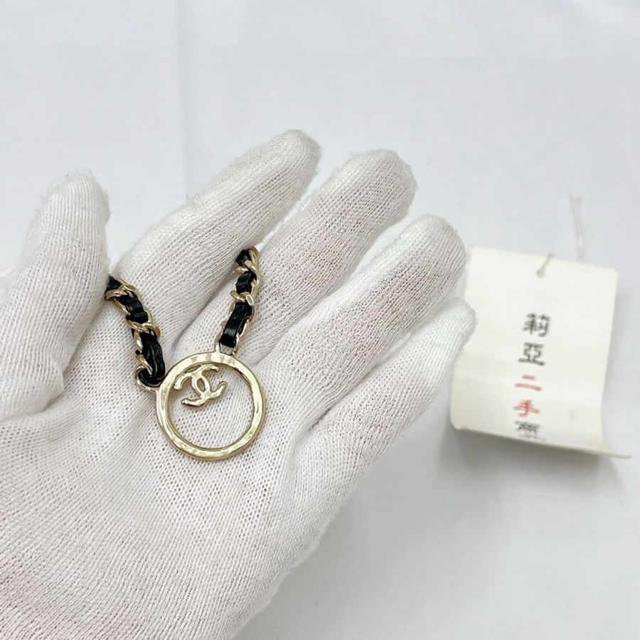 莉亞精品♡Chanel 皮穿鏈圓環項鍊 二手-5