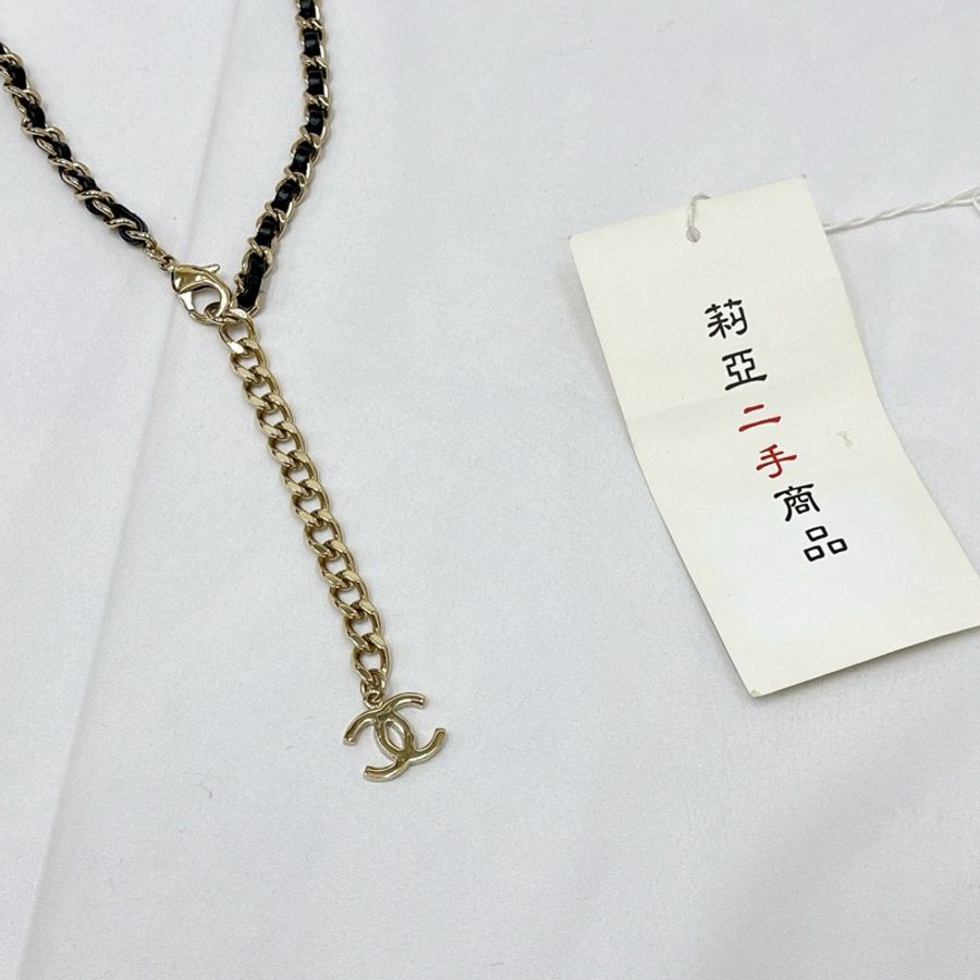 莉亞精品♡Chanel 皮穿鏈圓環項鍊 二手-6