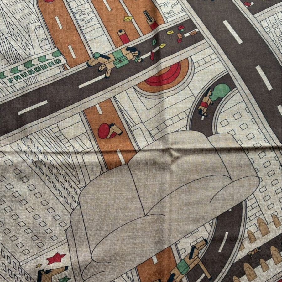 Hermes 現代道路/木馬 絲巾/披巾140x140-7