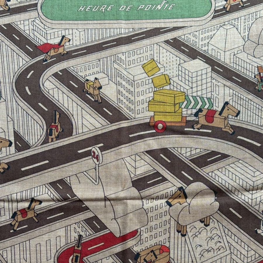 Hermes 現代道路/木馬 絲巾/披巾140x140-9