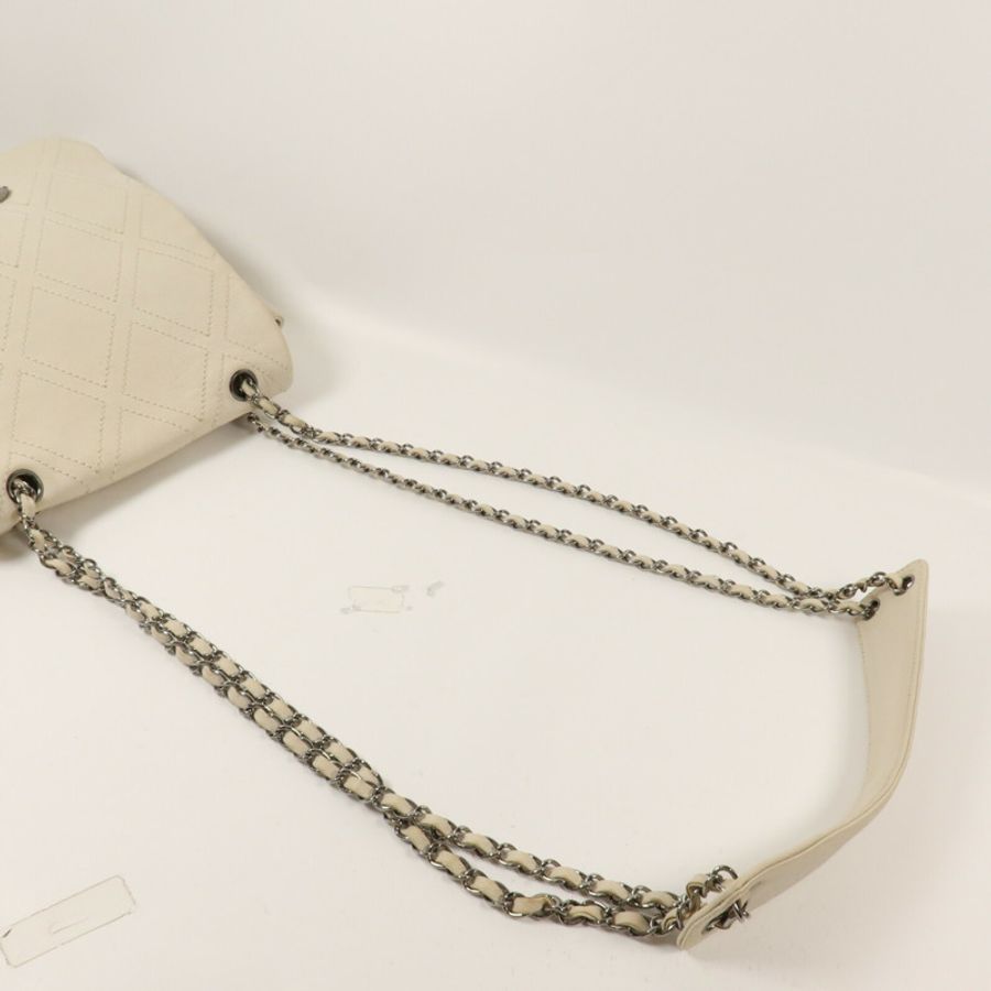 CHANEL 牛皮皮革Diamond Stitch Chain Shoulder鏈帶肩背袋-8