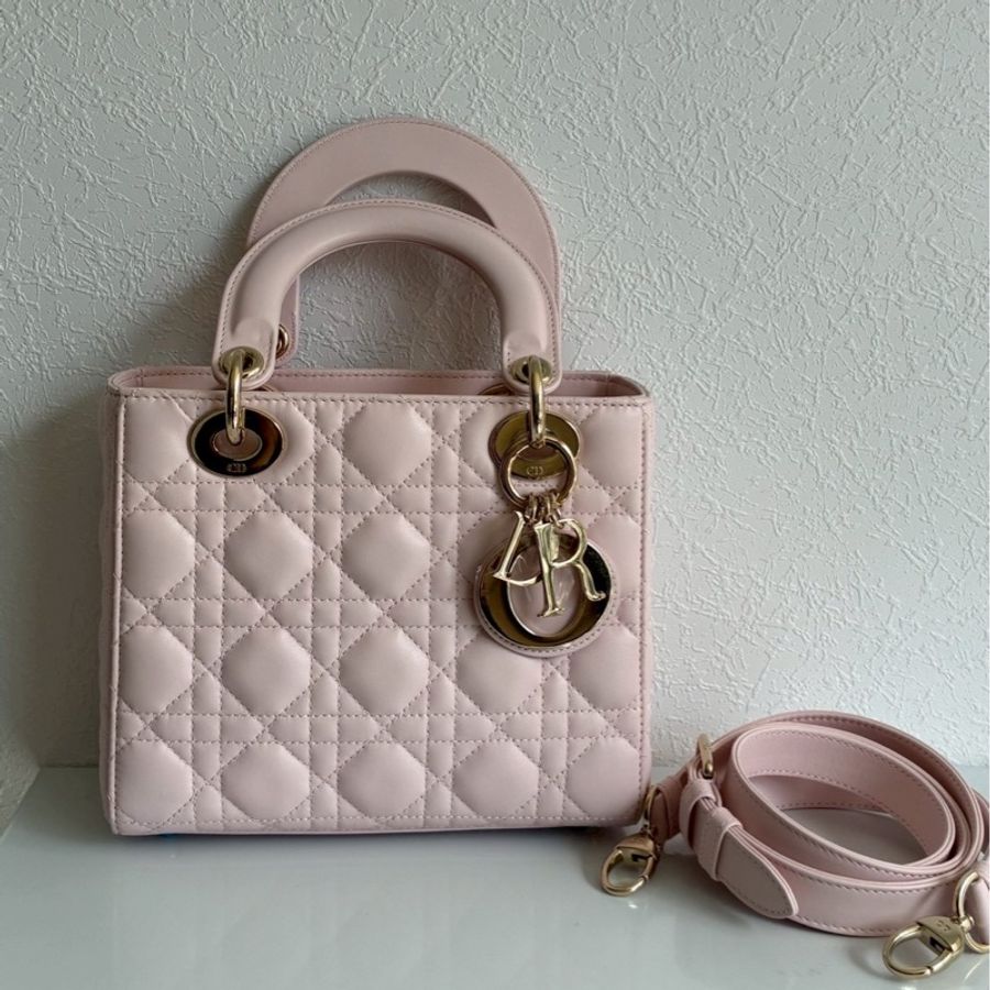 Dior 淡粉色5x4黛妃包🎀溫柔氣質-0