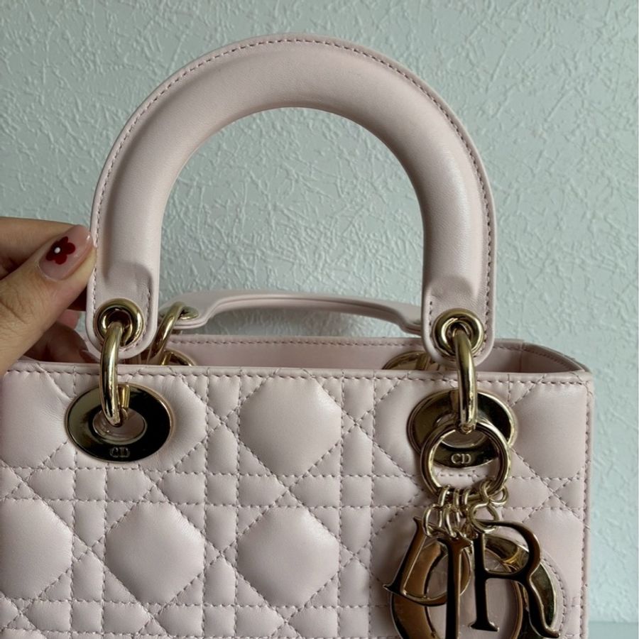 Dior 淡粉色5x4黛妃包🎀溫柔氣質-14
