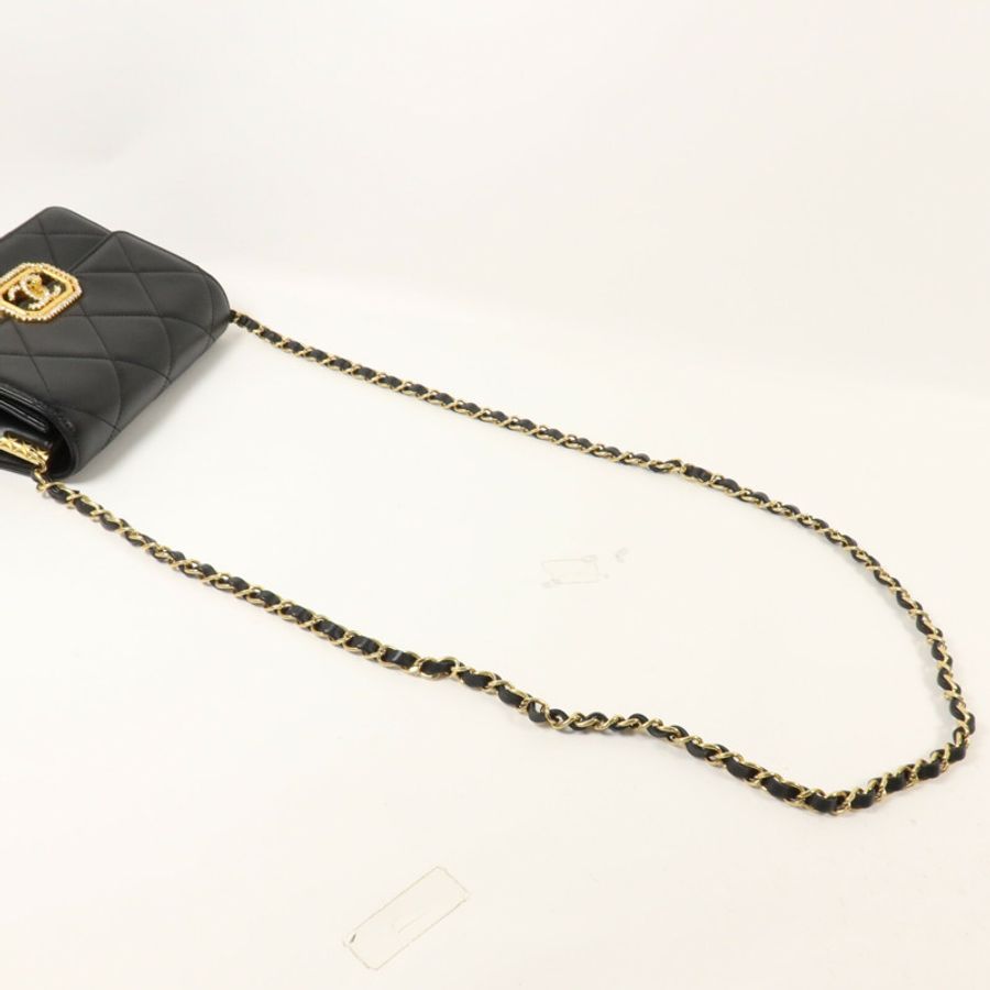 CHANEL 羊皮皮革Octagonal Buckle Mini Flap Bag鏈帶肩背袋-7