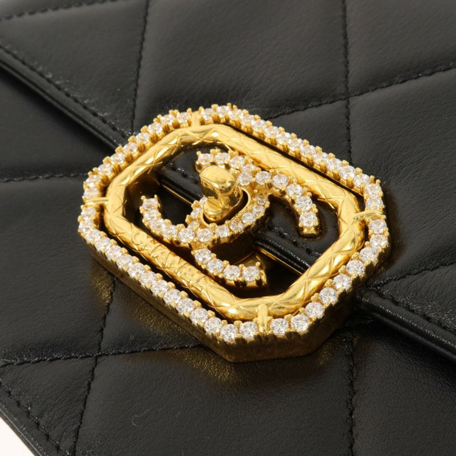 CHANEL 羊皮皮革Octagonal Buckle Mini Flap Bag鏈帶肩背袋-9