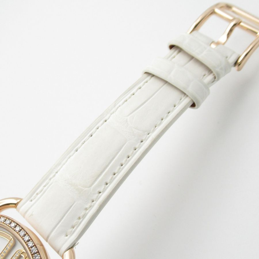 愛馬仕 Arceau Grande Turarara Bride et Maure 女士腕錶,18K 玫瑰金 (PG),鑲鑽,皮革錶帶,白色 (AR12.671)-11