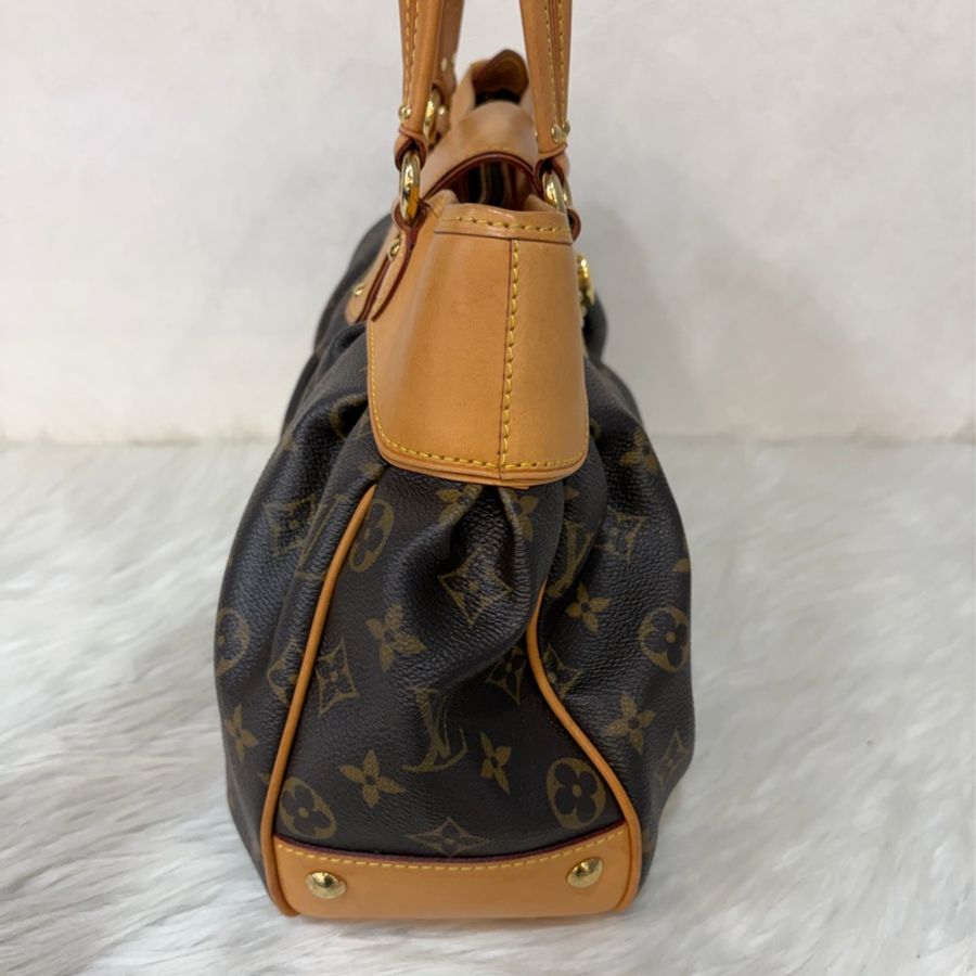 LV M45715 原花 字紋 老花 曼哈頓 金釦抓皺 手提包南瓜包肚臍包-1