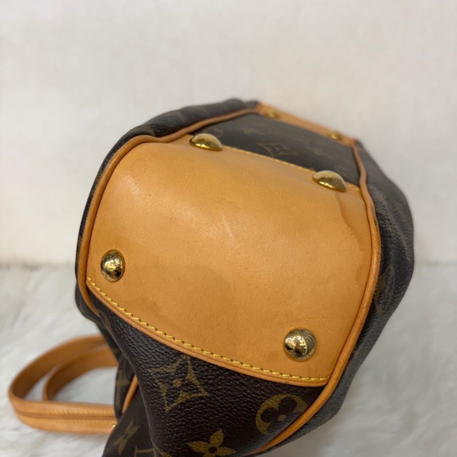 LV M45715 原花 字紋 老花 曼哈頓 金釦抓皺 手提包南瓜包肚臍包-7