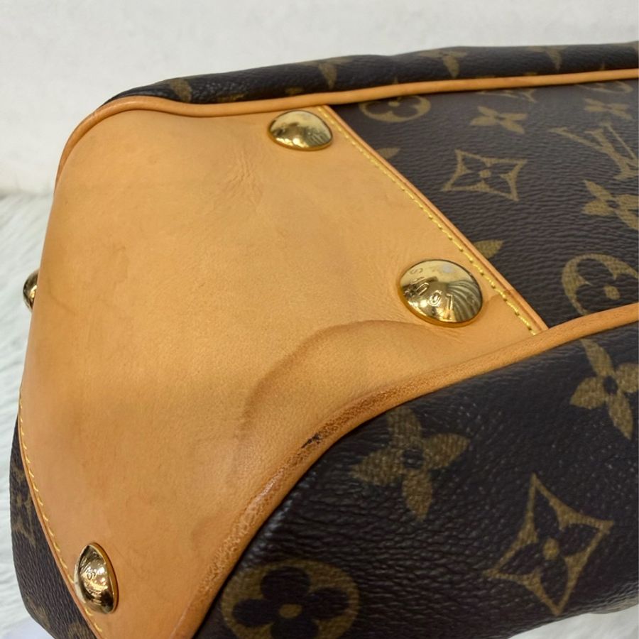 LV M45715 原花 字紋 老花 曼哈頓 金釦抓皺 手提包南瓜包肚臍包-10