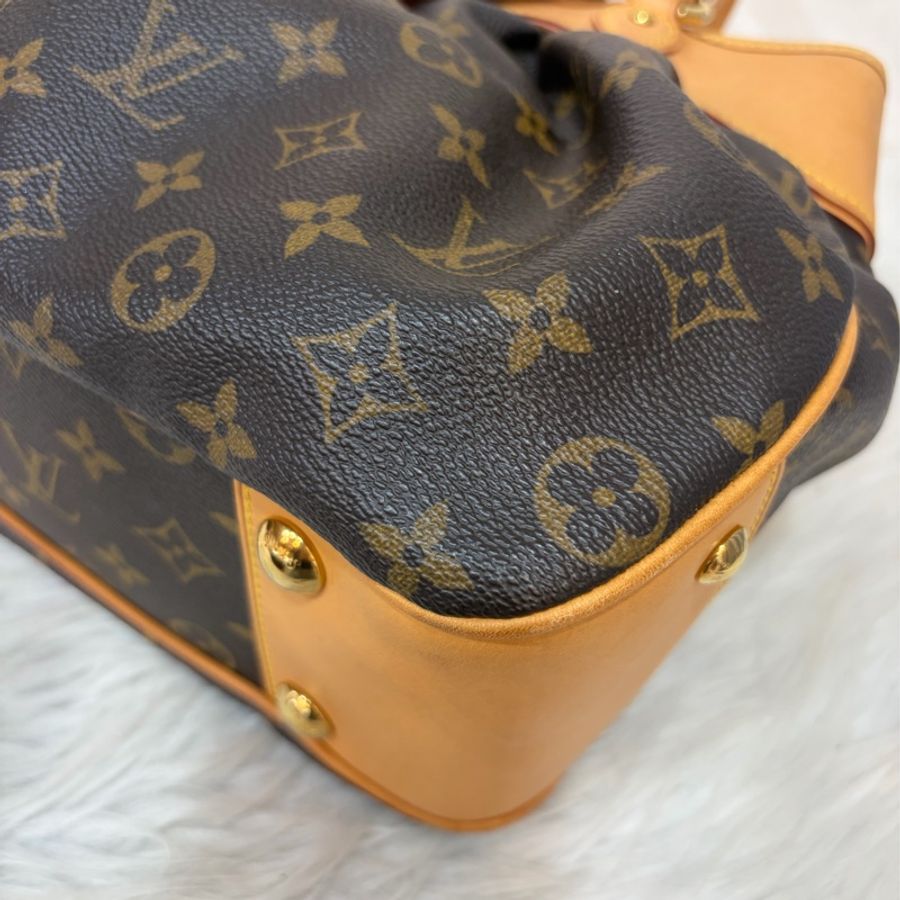 LV M45715 原花 字紋 老花 曼哈頓 金釦抓皺 手提包南瓜包肚臍包-11