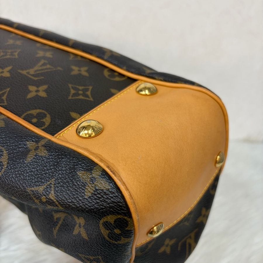 LV M45715 原花 字紋 老花 曼哈頓 金釦抓皺 手提包南瓜包肚臍包-15