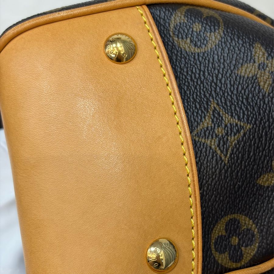 LV M45715 原花 字紋 老花 曼哈頓 金釦抓皺 手提包南瓜包肚臍包-18