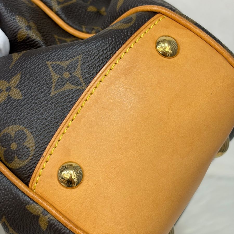 LV M45715 原花 字紋 老花 曼哈頓 金釦抓皺 手提包南瓜包肚臍包-19