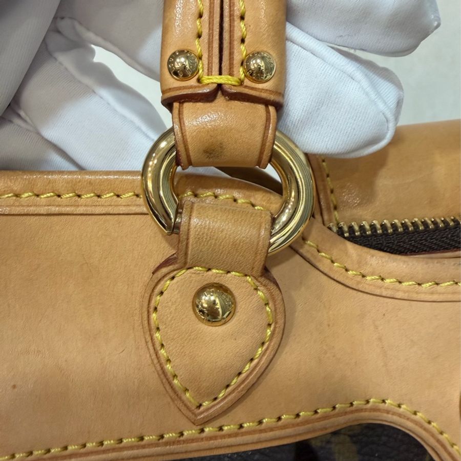 LV M45715 原花 字紋 老花 曼哈頓 金釦抓皺 手提包南瓜包肚臍包-35