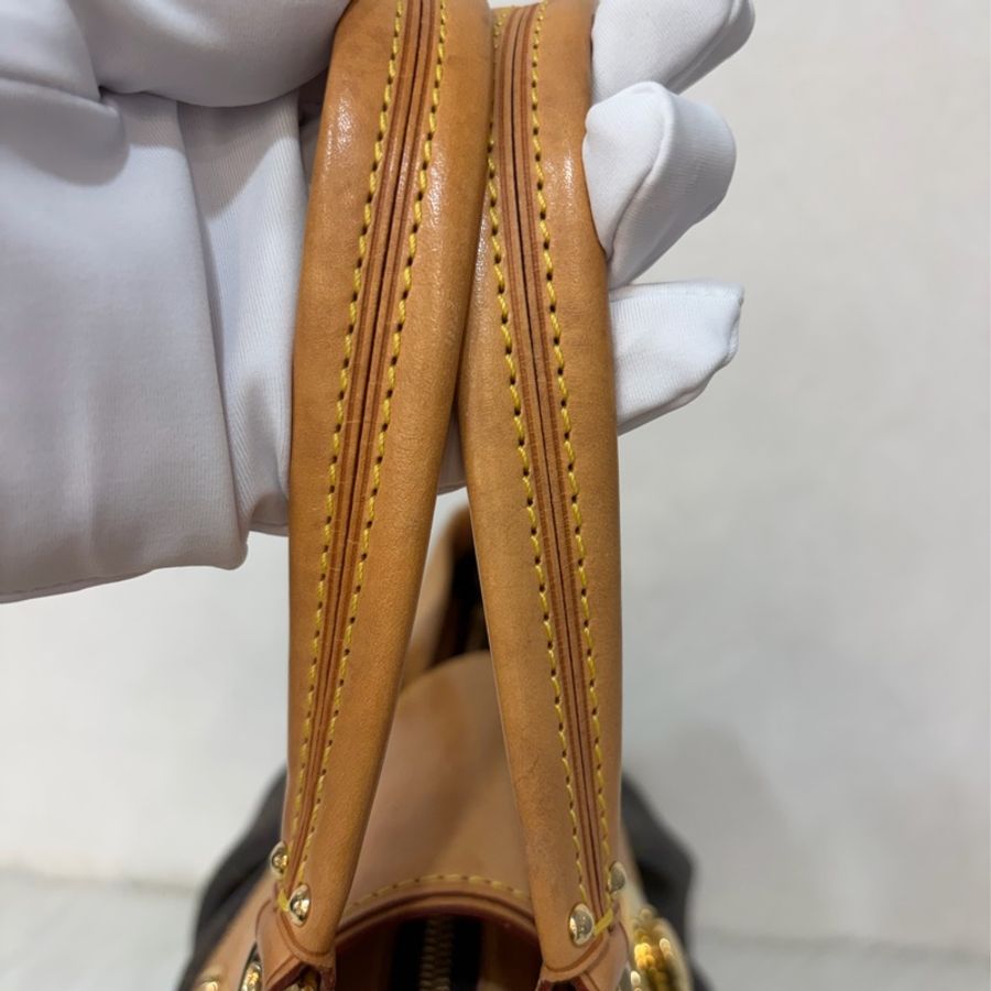 LV M45715 原花 字紋 老花 曼哈頓 金釦抓皺 手提包南瓜包肚臍包-67