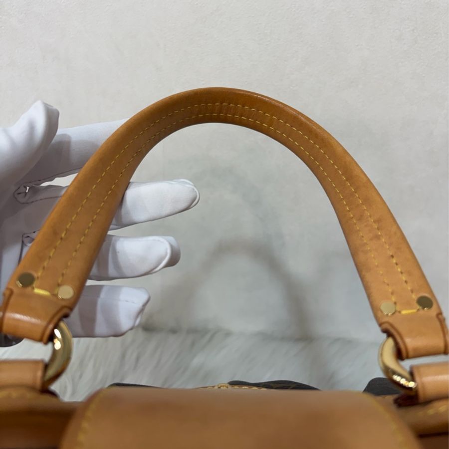 LV M45715 原花 字紋 老花 曼哈頓 金釦抓皺 手提包南瓜包肚臍包-72