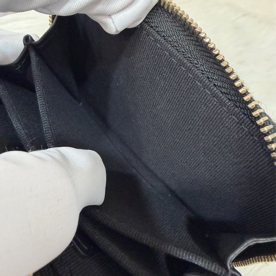Chanel AP3607 黑色 荔枝皮 小牛皮雙C 琺瑯 拉鍊 卡包 零錢包-30
