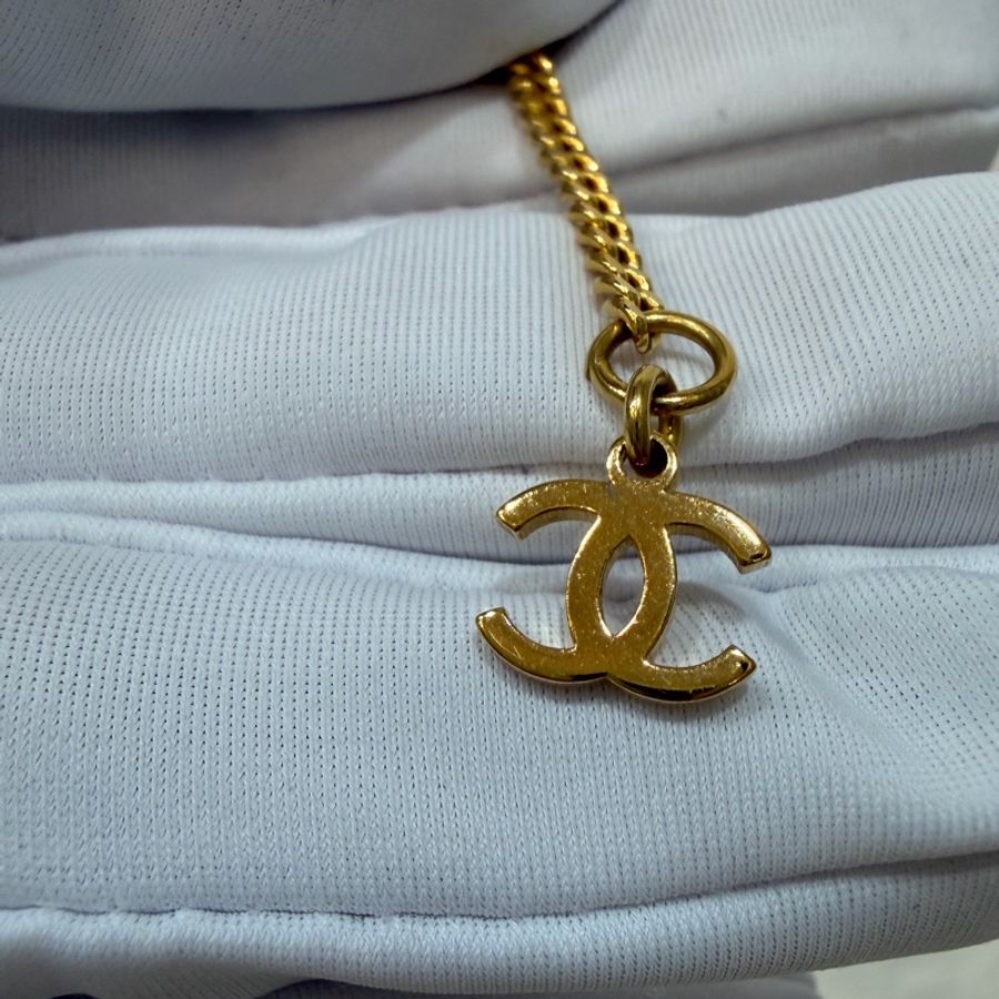 CHANEL ABC480 金色 半金 半黑色琺瑯 雙C金釦項鍊-13