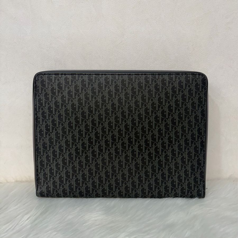 Dior 2DLCA-104XIS 黑皮邊 灰老花 多夾層卡夾 公事包 手拿包 MacBook-2