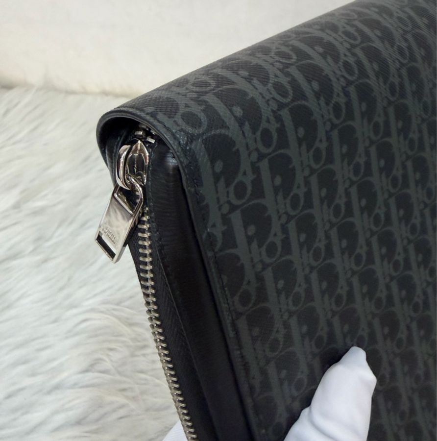 Dior 2DLCA-104XIS 黑皮邊 灰老花 多夾層卡夾 公事包 手拿包 MacBook-7