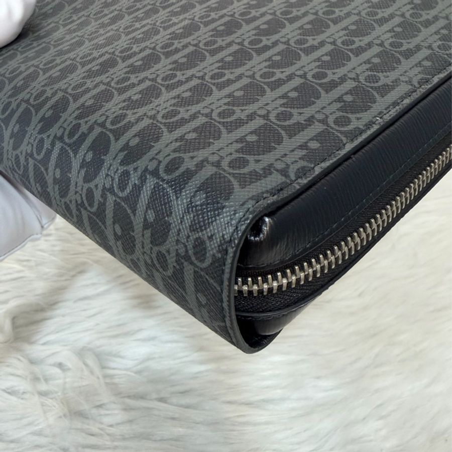 Dior 2DLCA-104XIS 黑皮邊 灰老花 多夾層卡夾 公事包 手拿包 MacBook-8