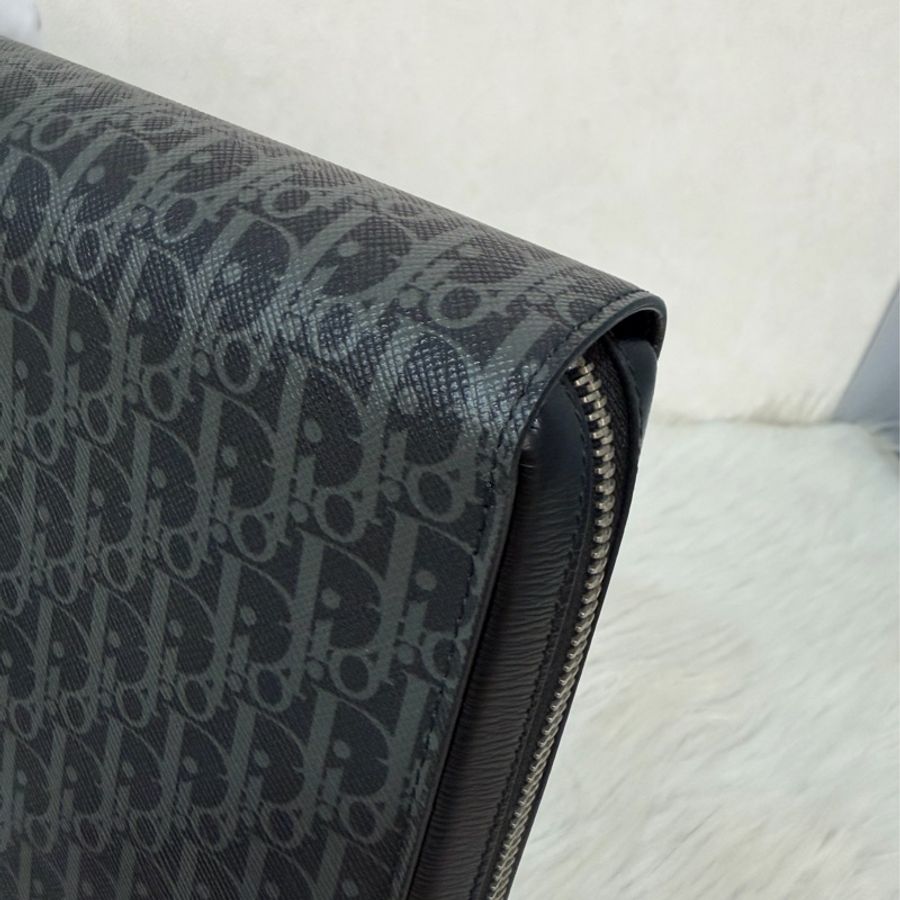 Dior 2DLCA-104XIS 黑皮邊 灰老花 多夾層卡夾 公事包 手拿包 MacBook-10
