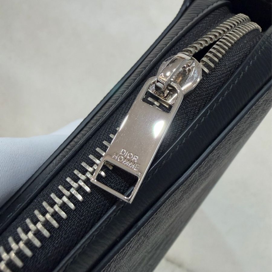Dior 2DLCA-104XIS 黑皮邊 灰老花 多夾層卡夾 公事包 手拿包 MacBook-11