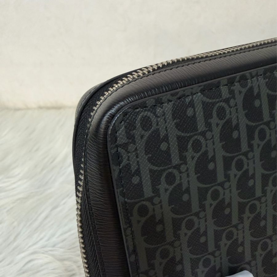 Dior 2DLCA-104XIS 黑皮邊 灰老花 多夾層卡夾 公事包 手拿包 MacBook-17