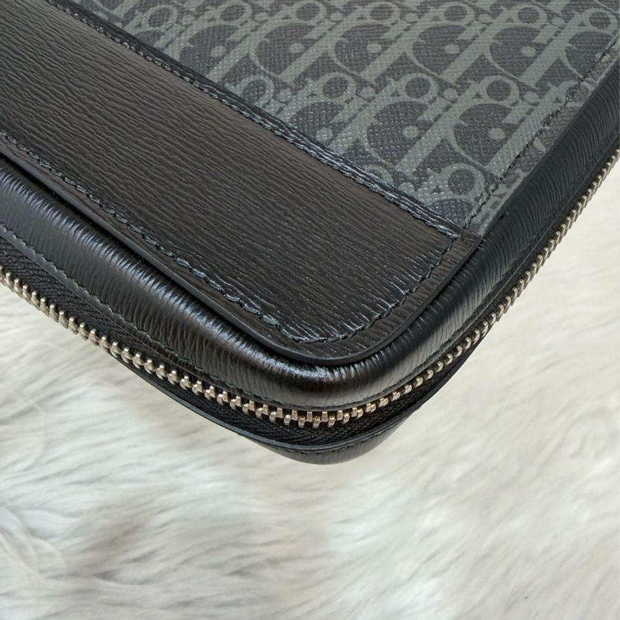Dior 2DLCA-104XIS 黑皮邊 灰老花 多夾層卡夾 公事包 手拿包 MacBook-18