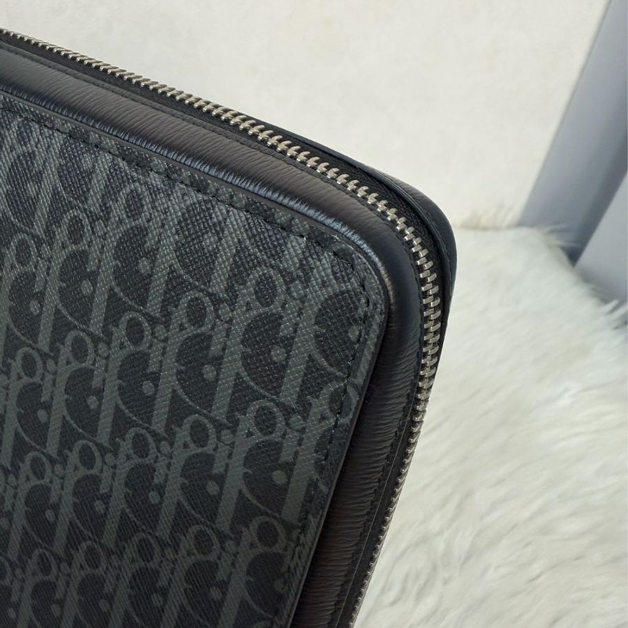 Dior 2DLCA-104XIS 黑皮邊 灰老花 多夾層卡夾 公事包 手拿包 MacBook-20