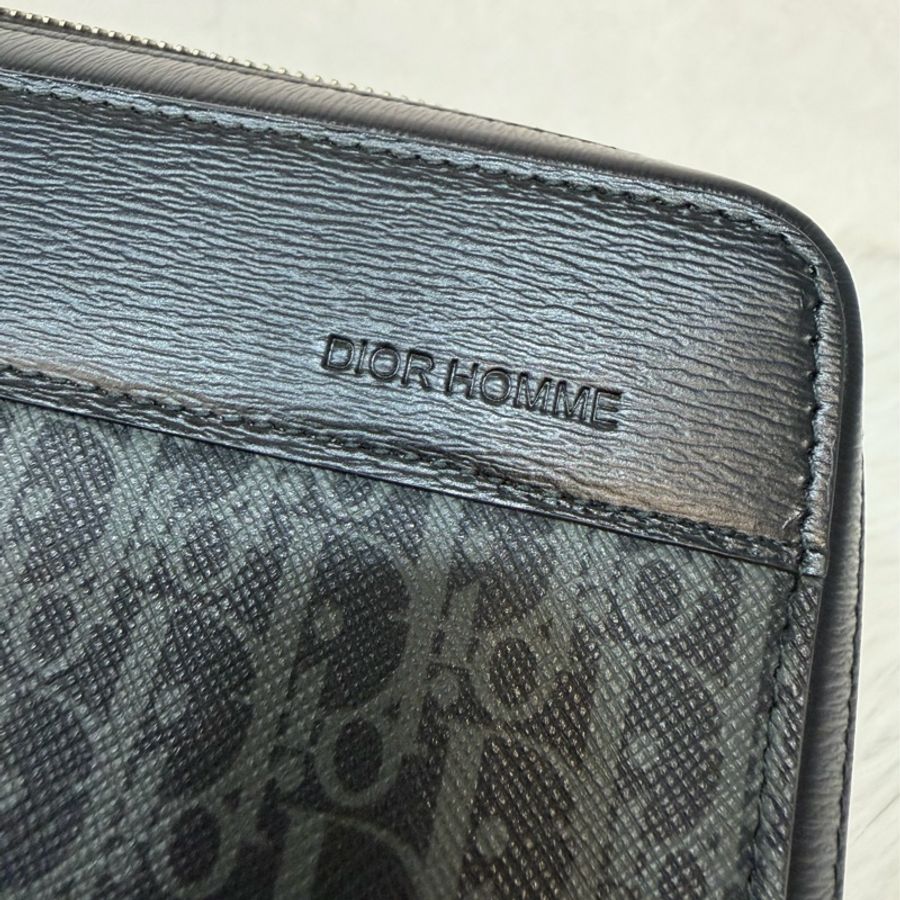 Dior 2DLCA-104XIS 黑皮邊 灰老花 多夾層卡夾 公事包 手拿包 MacBook-21