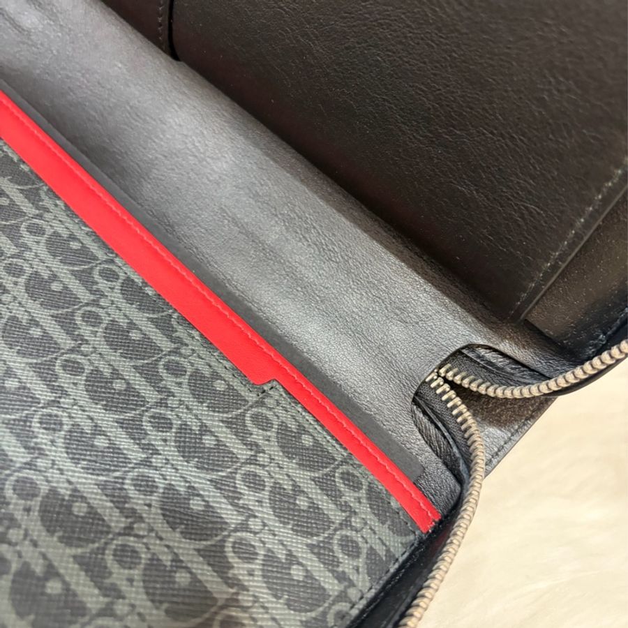 Dior 2DLCA-104XIS 黑皮邊 灰老花 多夾層卡夾 公事包 手拿包 MacBook-28