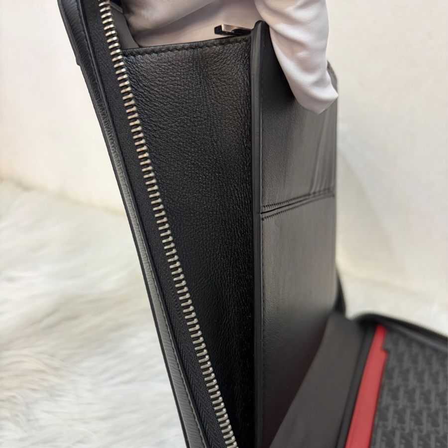 Dior 2DLCA-104XIS 黑皮邊 灰老花 多夾層卡夾 公事包 手拿包 MacBook-38