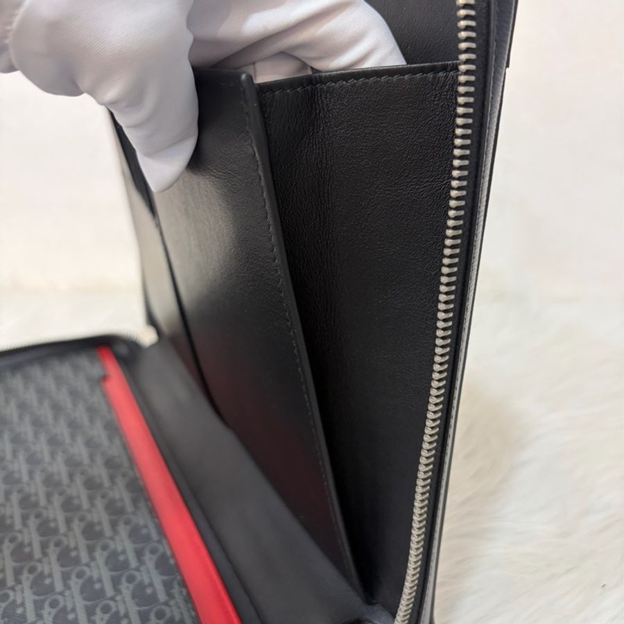 Dior 2DLCA-104XIS 黑皮邊 灰老花 多夾層卡夾 公事包 手拿包 MacBook-39