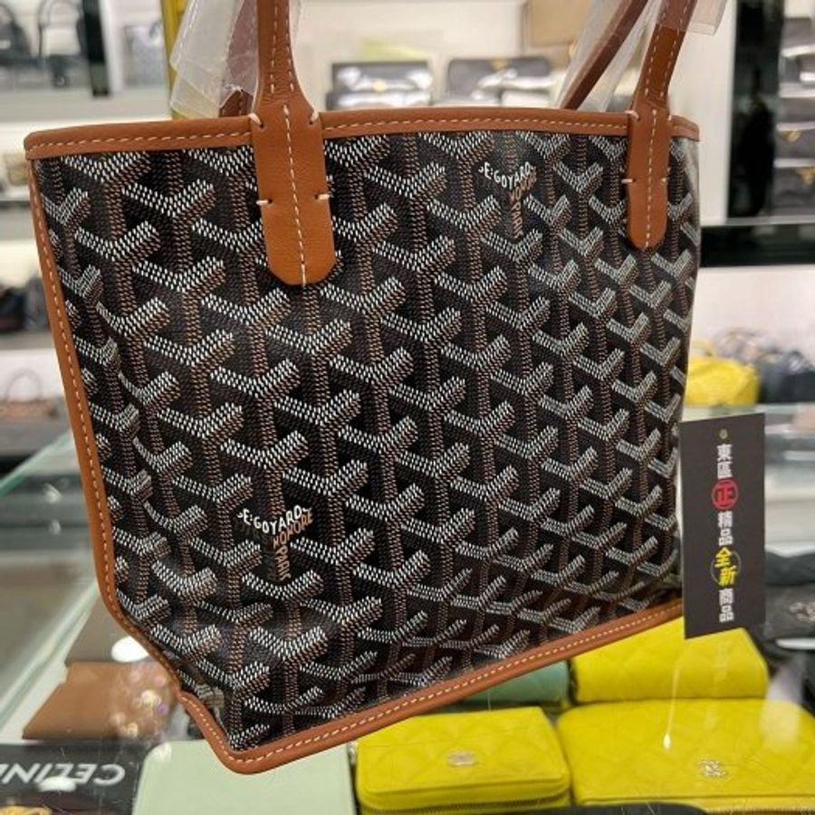 東區正精品㊣GOYARD Anjou Mini Tote 全新焦糖色皮革雙面手提袋托特包 RZ6549-6