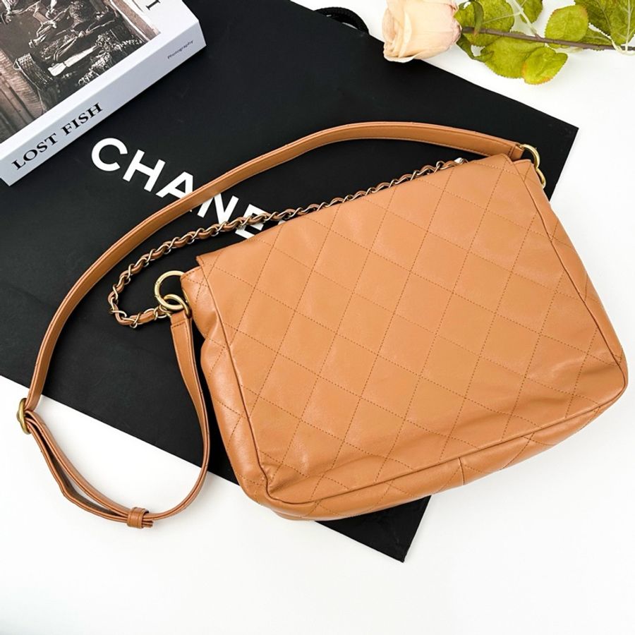 Chanel 香奈兒 24p 金棕SuppleTwins嬉皮包 hobo 單肩包斜挎包 芯片款-1