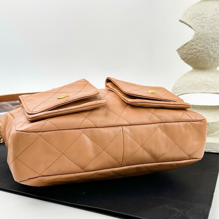 Chanel 香奈兒 24p 金棕SuppleTwins嬉皮包 hobo 單肩包斜挎包 芯片款-2