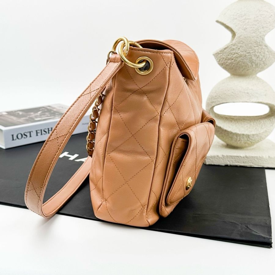 Chanel 香奈兒 24p 金棕SuppleTwins嬉皮包 hobo 單肩包斜挎包 芯片款-4