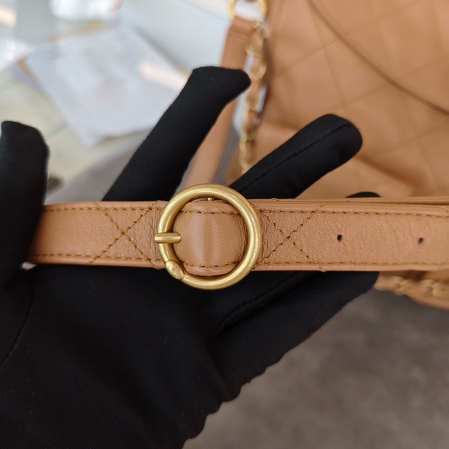 Chanel 香奈兒 24p 金棕SuppleTwins嬉皮包 hobo 單肩包斜挎包 芯片款-7
