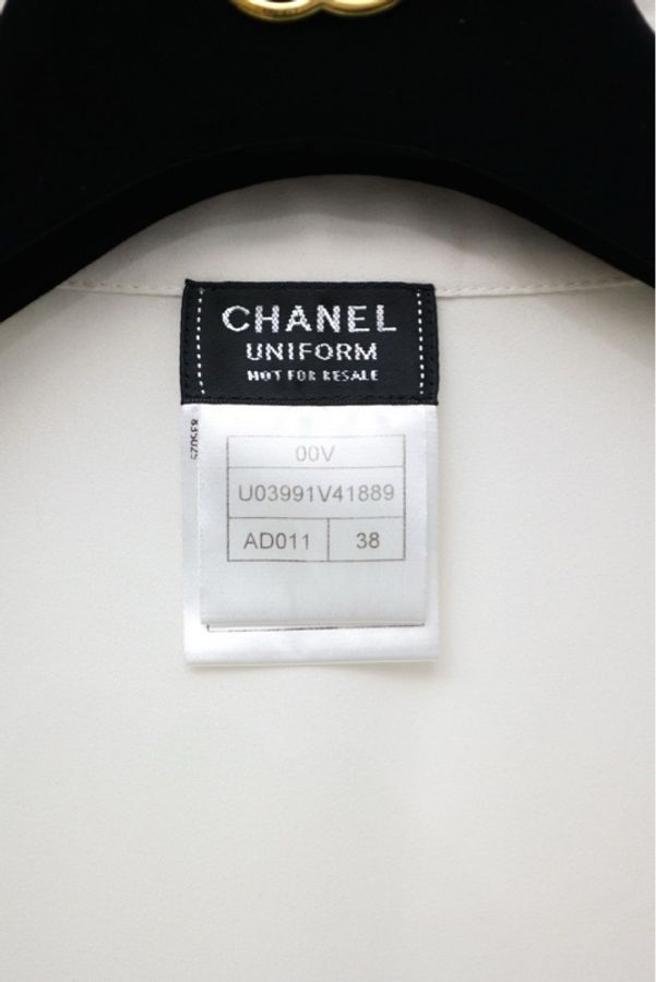 Chanel白色两口袋黑色蝴蝶结马甲背心上衣-16