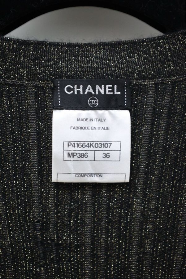 Chanel 11年黑金圆领紧身连衣裙-10