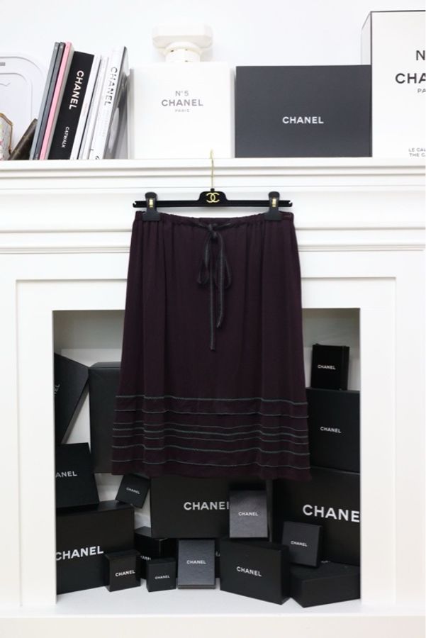 Chanel 02年蜜瓜桃桃两口袋crop短外套半裙套装-3