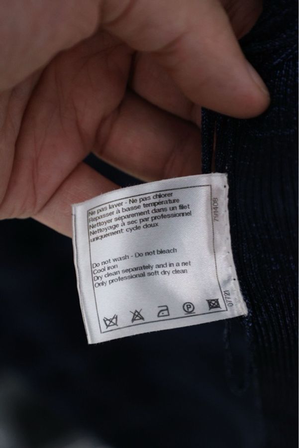 Chanel 09年黑蓝条纹弹力包臀裙半裙-9