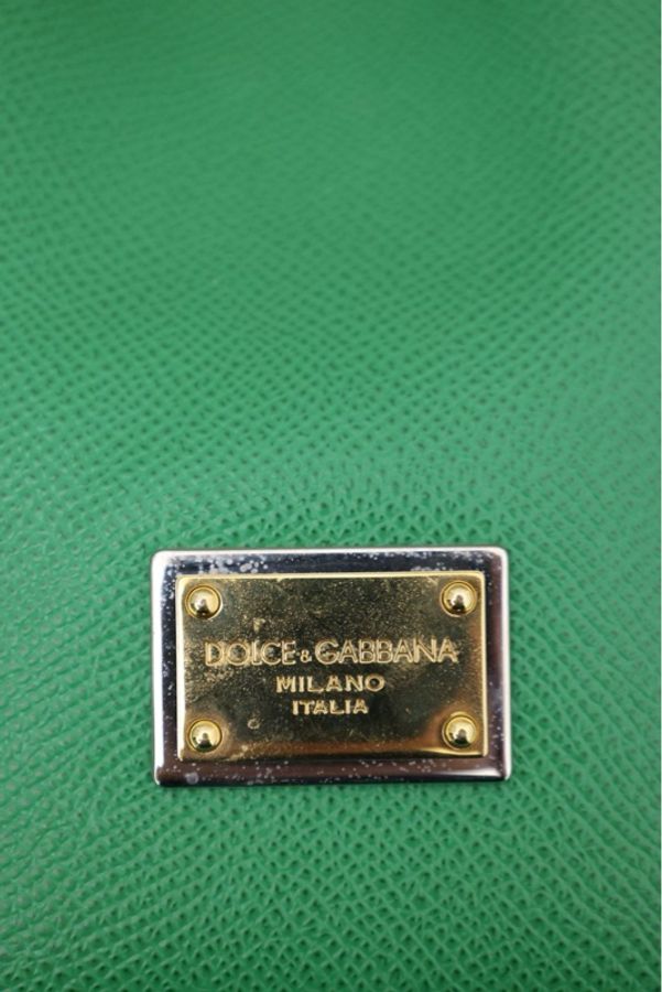 Dolce & Gabbana草绿色荔枝牛皮手提包单肩包-5