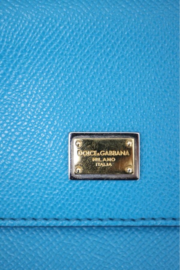 Dolce & Gabbana蓝色荔枝皮娃口包单肩包-15