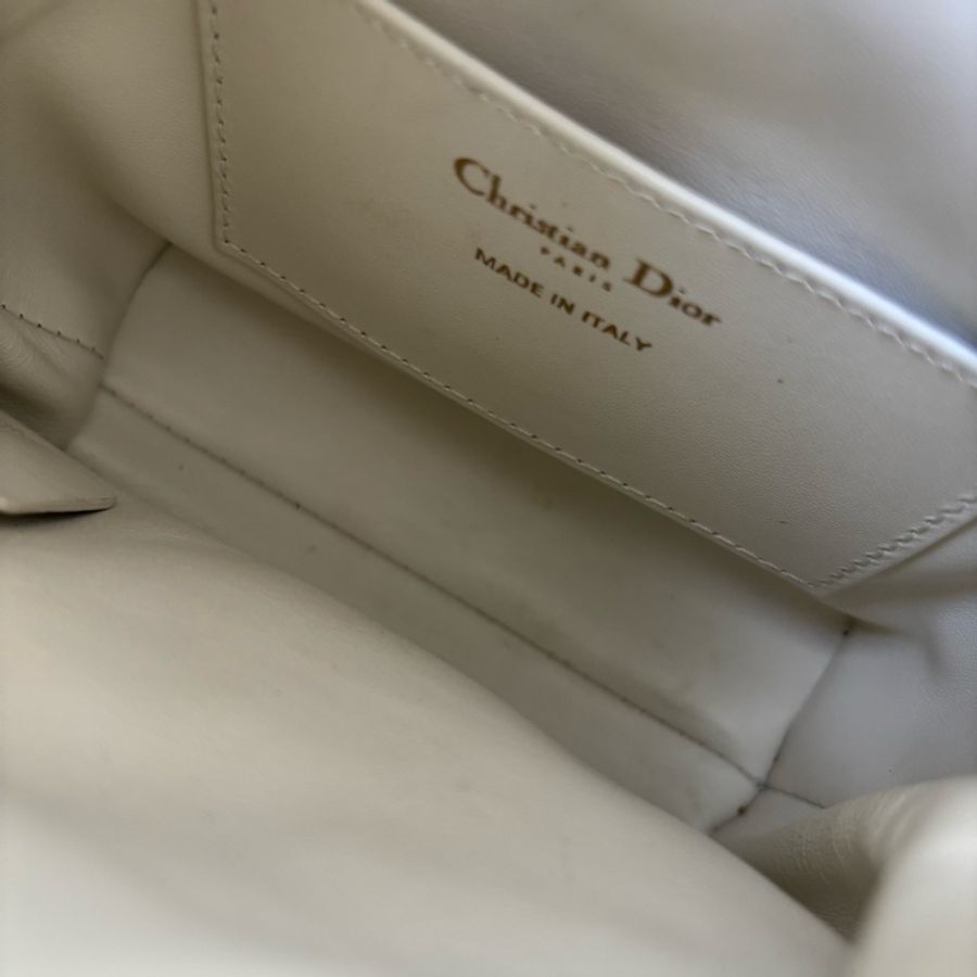 Dior迪奧 Caro水桶包手提包斜挎包 白色金扣-5