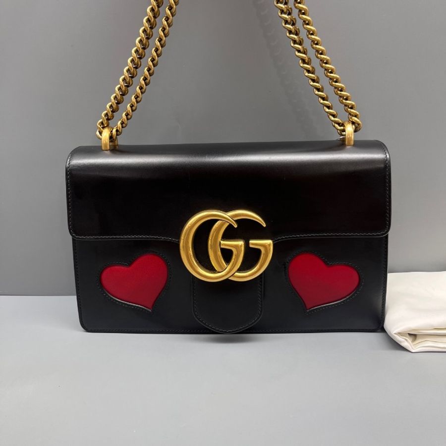 GUCCI 98新 情人節marmont愛心系列鏈條包-0