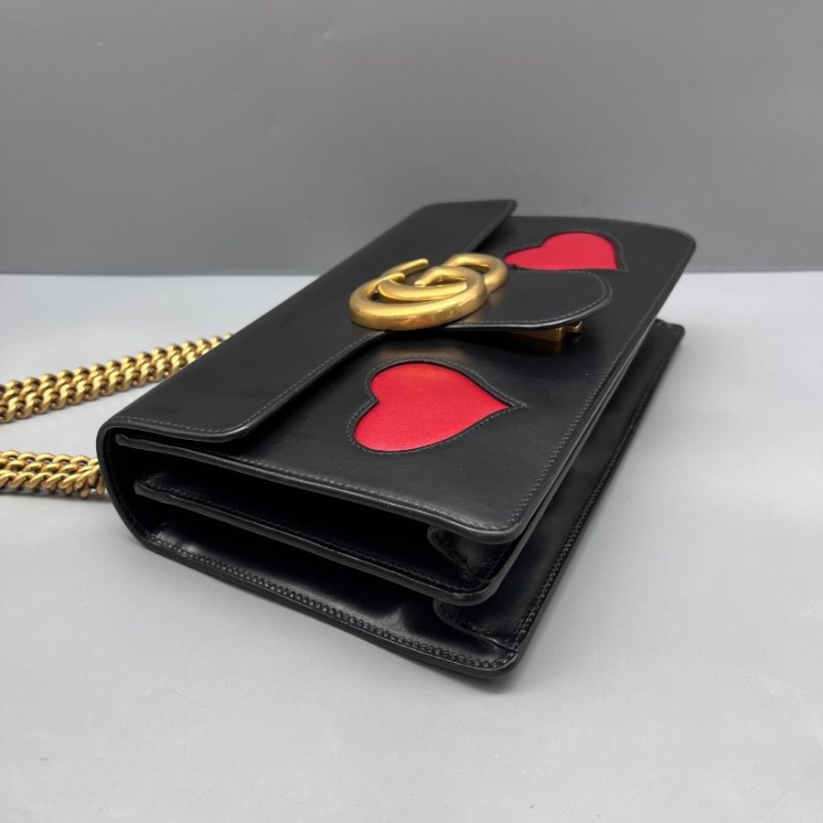 GUCCI 98新 情人節marmont愛心系列鏈條包-3